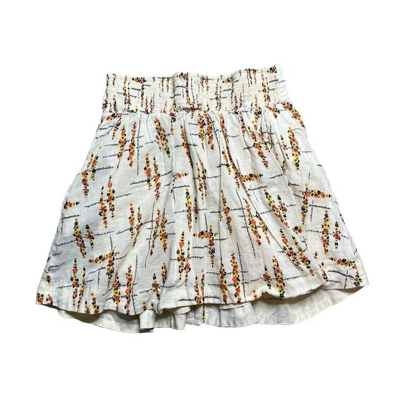 We The Free People Floral Button-Up Skirt Cream Size Medium - Picture 2 of 6
